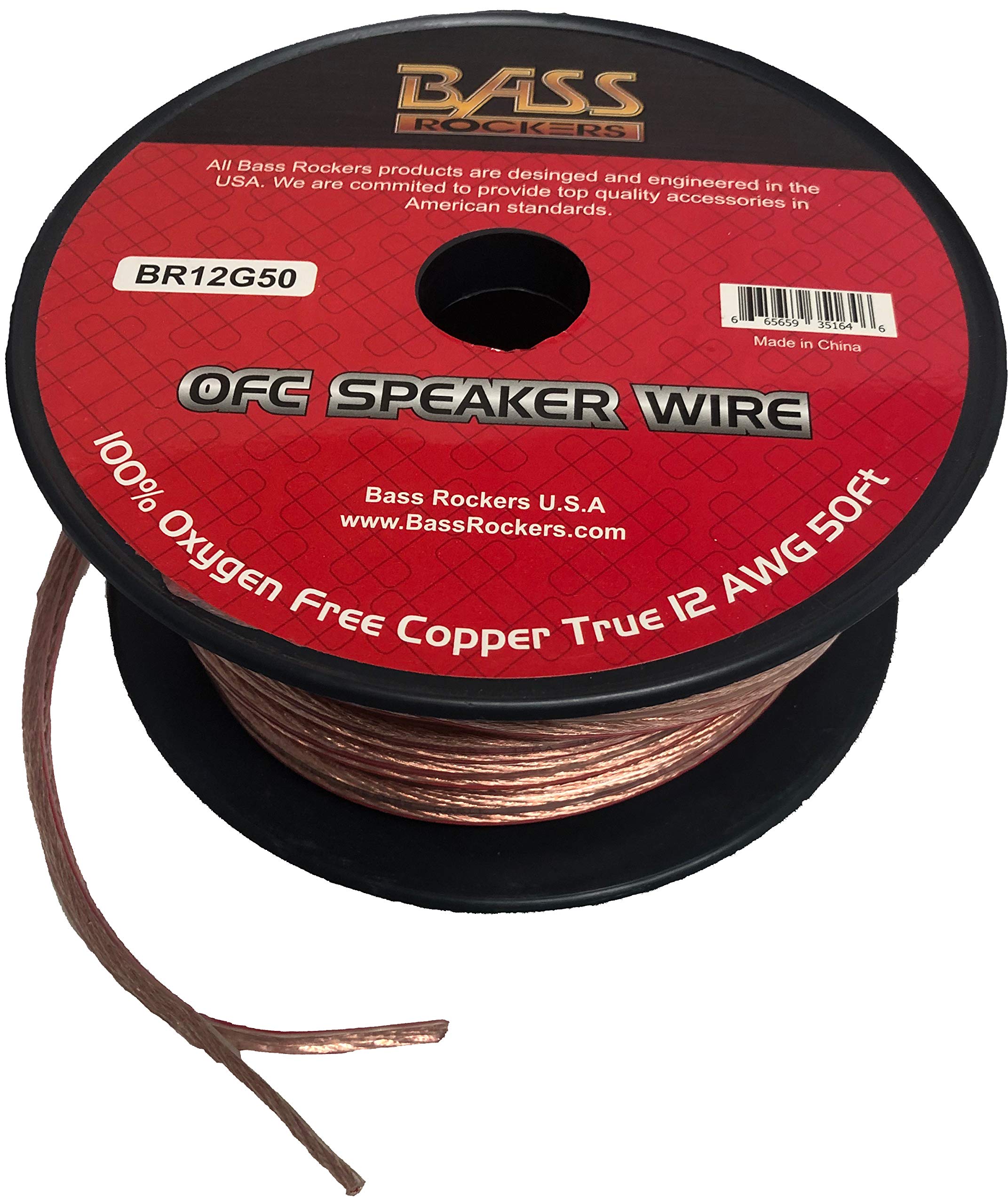 BR12G50 OFC Speaker Wire 100% Oxygen Free Copper True 12 AWG Cable 50 Feet Spool
