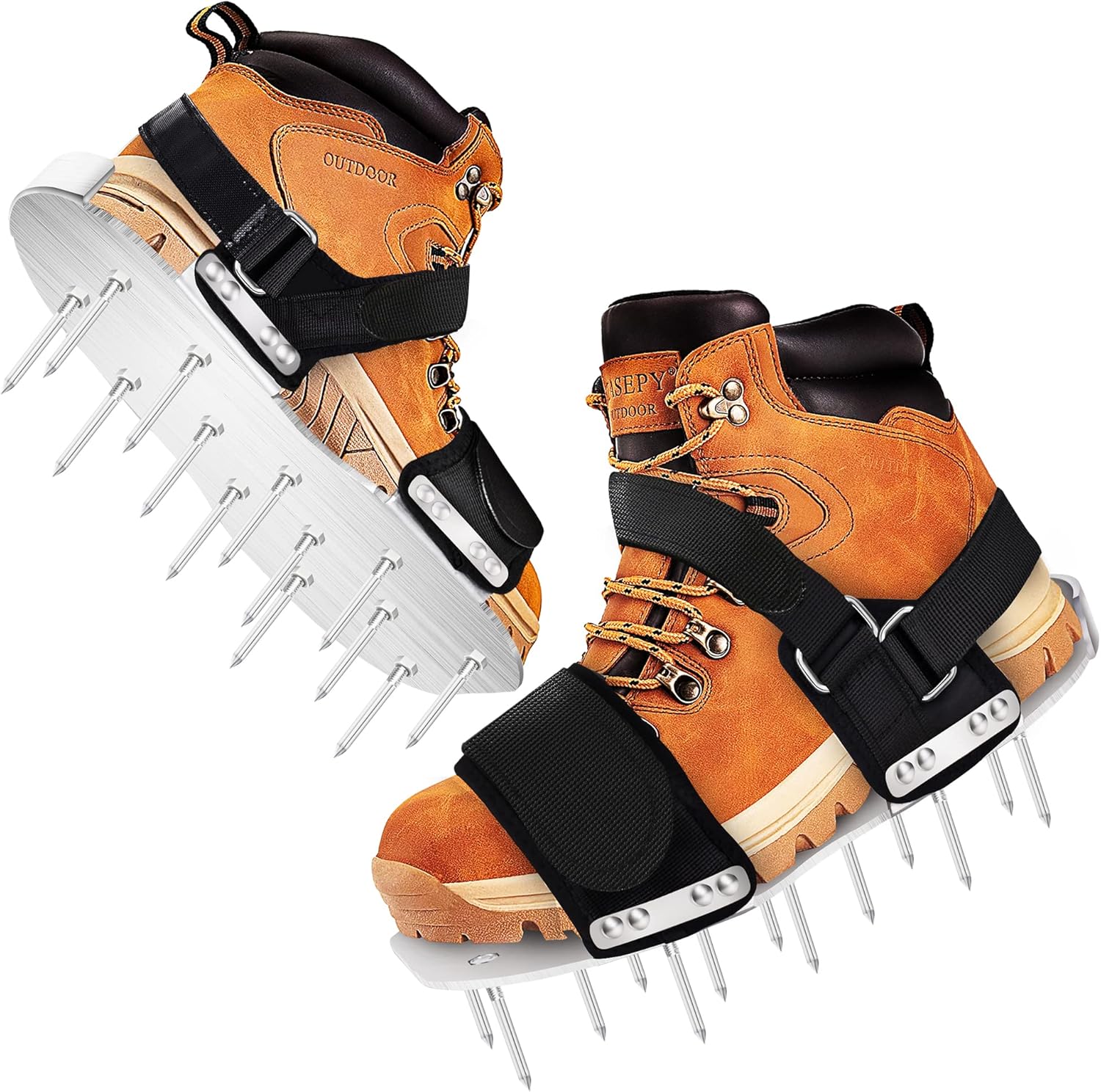Manual Lawn Aerator Shoes,2026 Aluminum Alloy Base Plate with Adjustable Straps Aeration Shoes,Pre-Assembled Aerating Shoes for Lawn