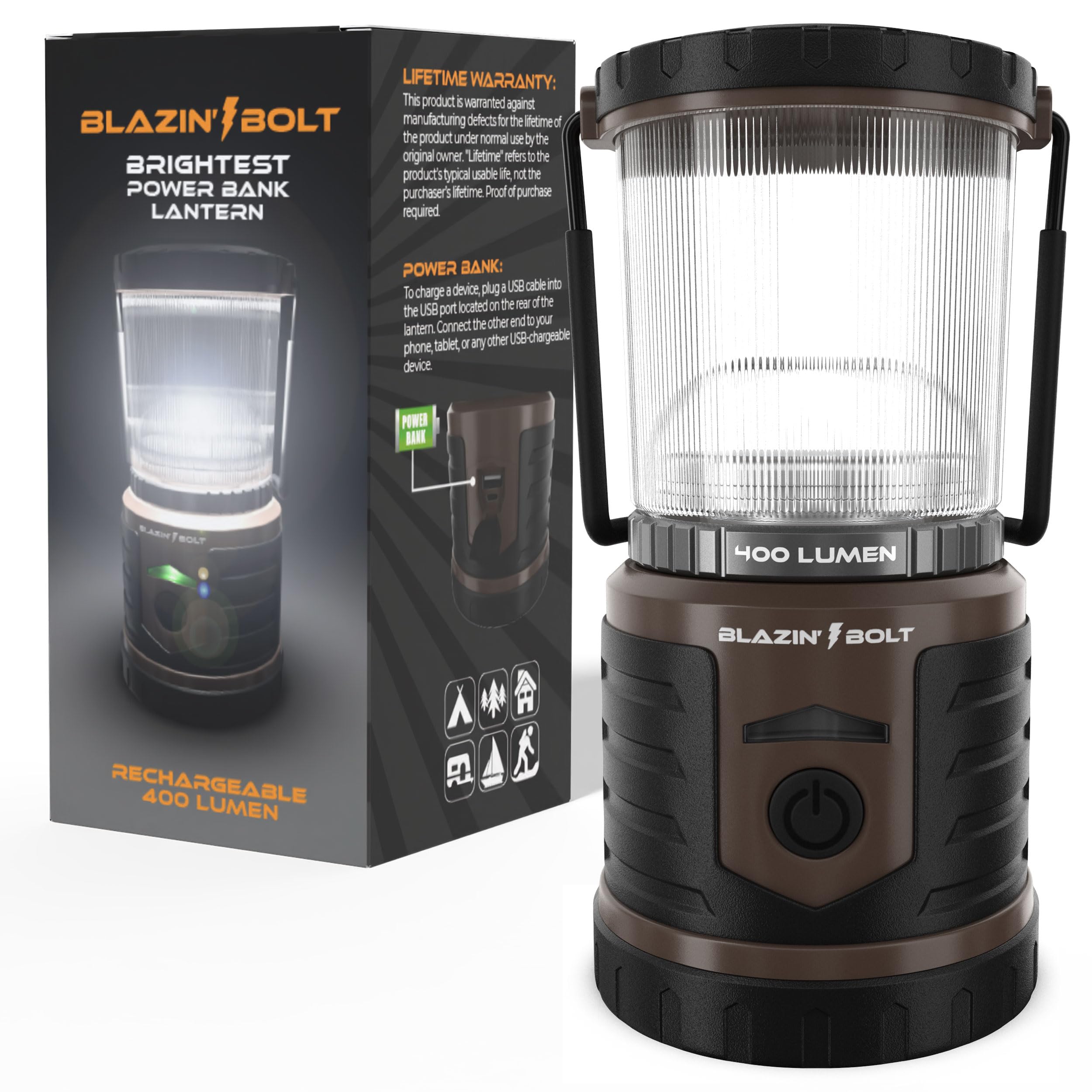 Amazon.com: Blazin Bolt Rugged USB Rechargeable Lantern | 6000mAh