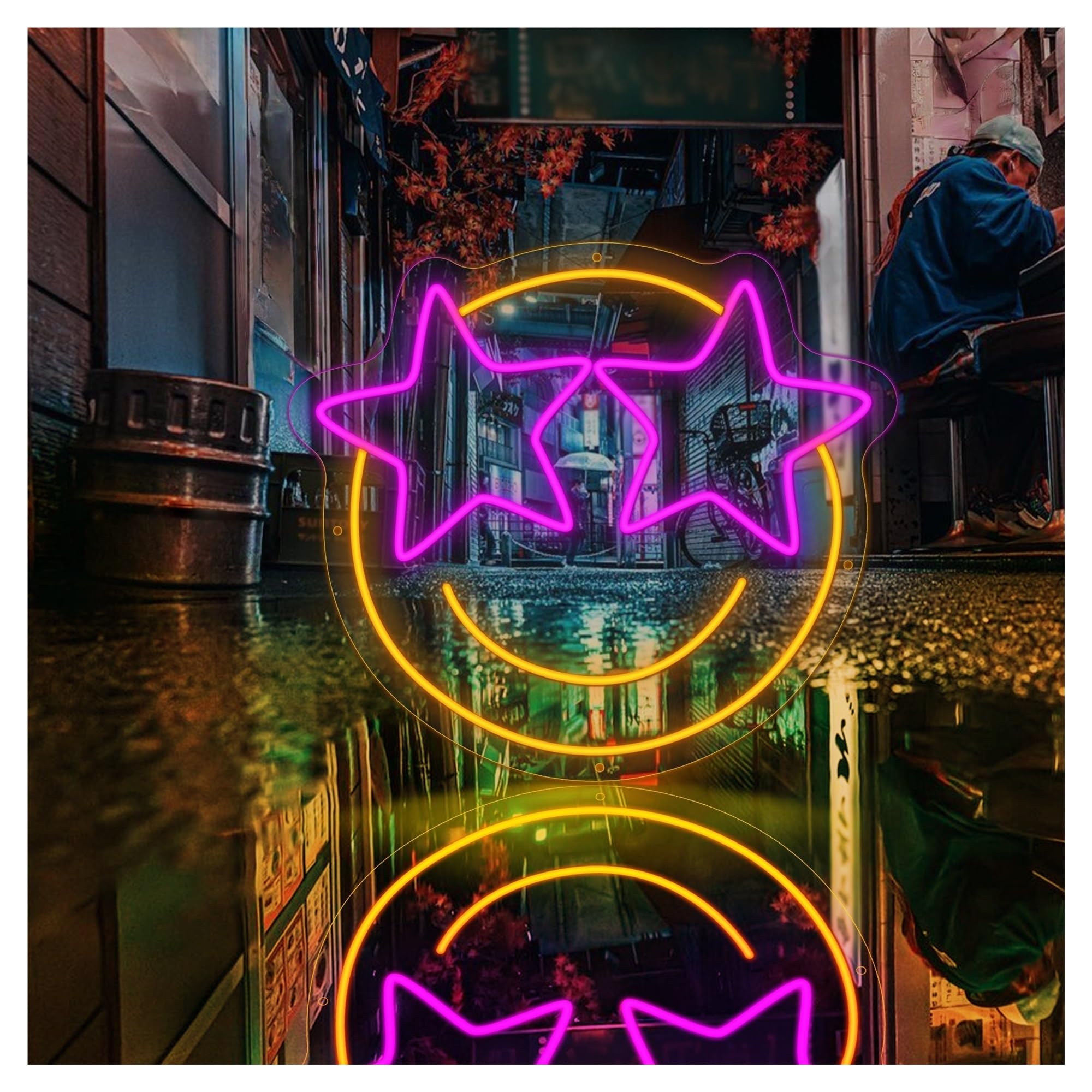 Shouxi D Sign Lamp Smiley Face Neon Sign, Cute, Kids Room Ecor, Light For Orm 34Cmx38cm(D)