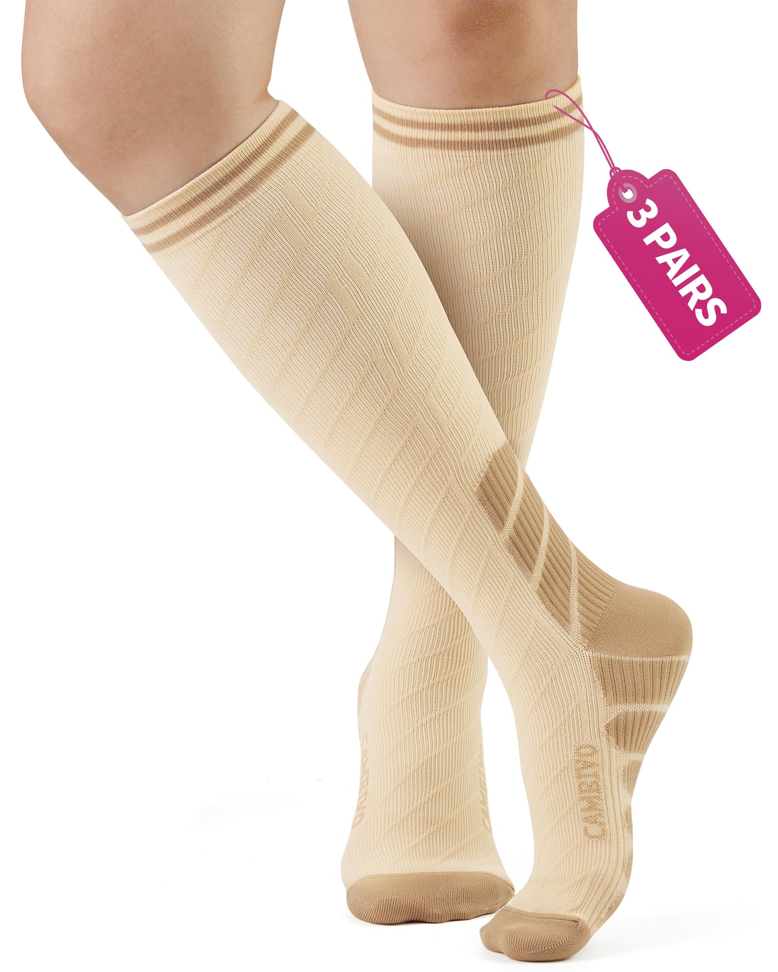 CAMBIVO Calze Compressione Graduata Donna Uomo 3 Paia, Calze a Compressione Graduata 20-30mmHg, Calze Antitrombo Elastiche a Compressione, Gambaletti Calzini per Sportive, Vene Varicose, Aereo, Corsa
