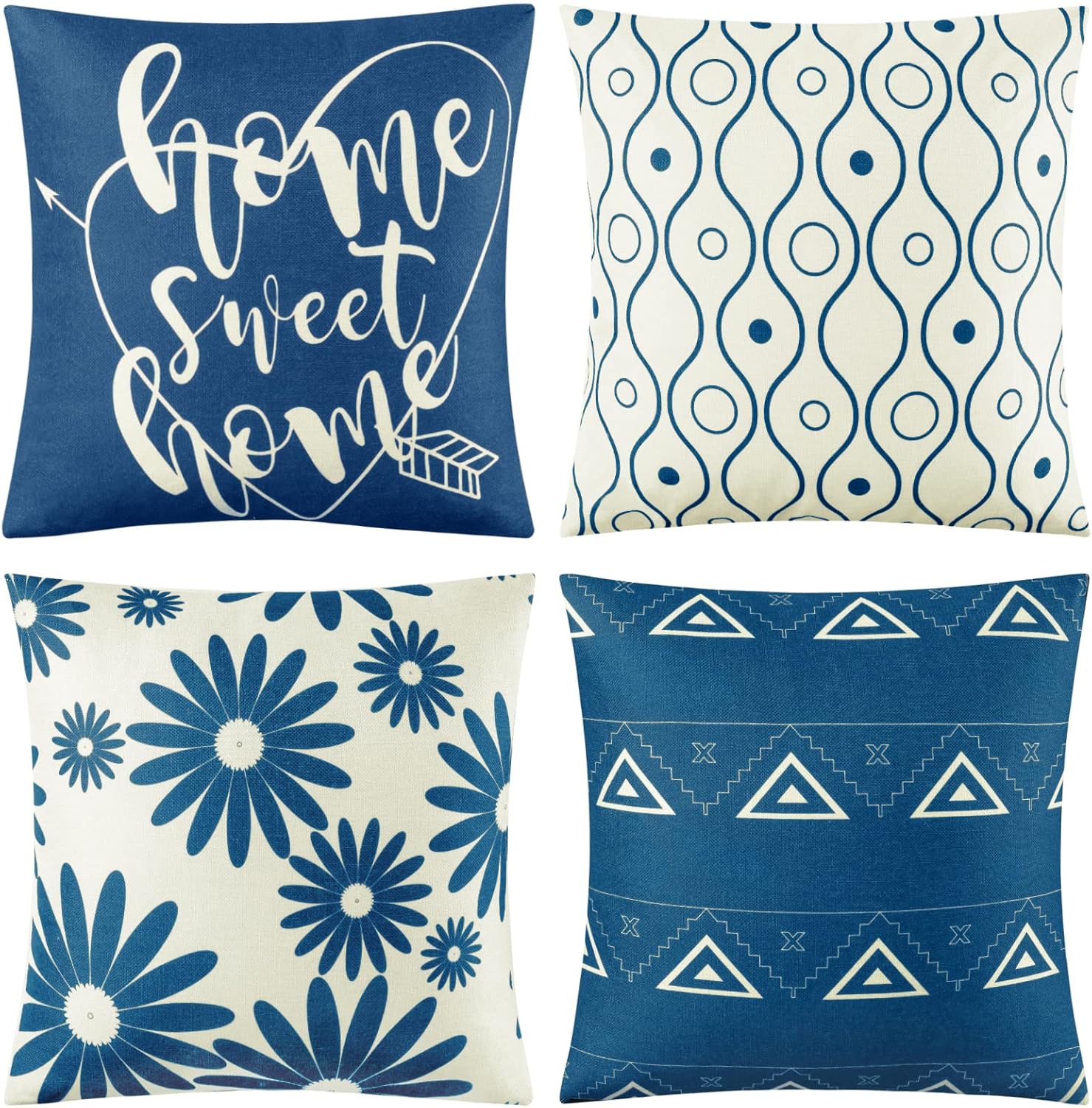 Sunolga Throw Pillow Covers Set of 4, Cushion Covers Linen for Indoor Outdoor, Decorative Pillow Cases for Couch Living Room Bed Sofa Chair Car