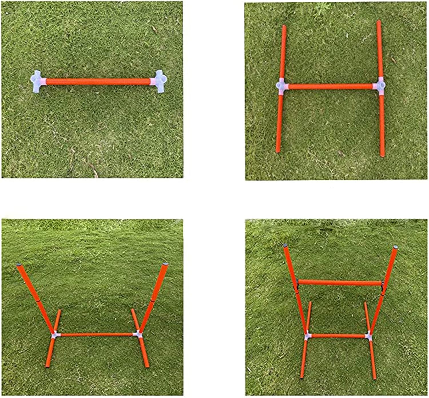 4 Piece Dog Agility Training Equipment for Dog Agility Course with Adjustable Height Jump Bars, Displacing Top Bar