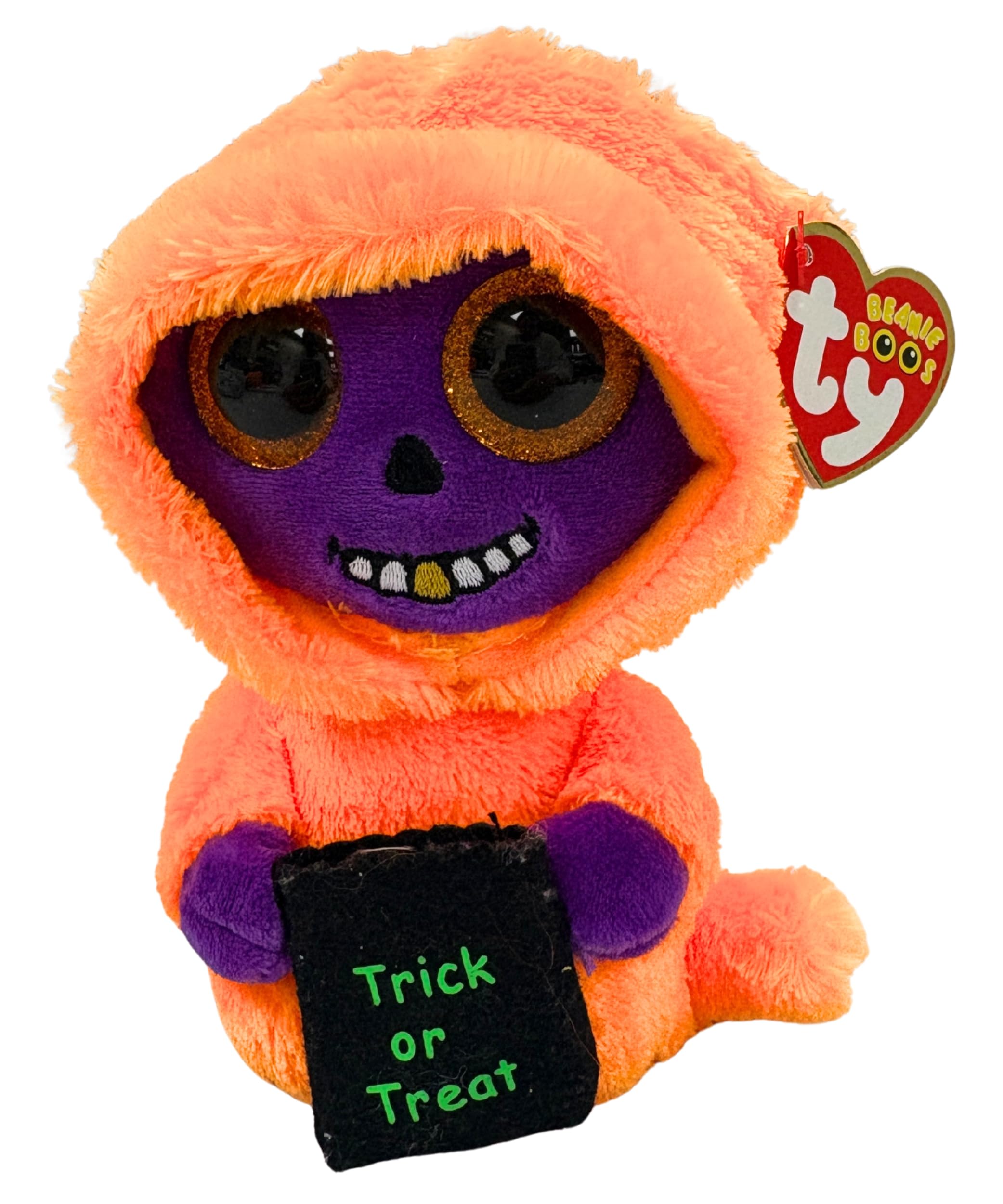TY Beanie Boos - SKELTON Orange/Purple Reaper Halloween 15cm Small