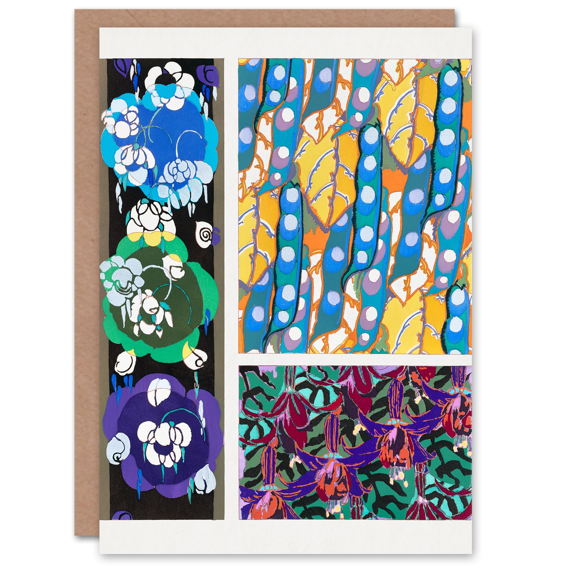 Artery8 Edouard Benedictus Art Card Colourful Floral Art Deco Patterns