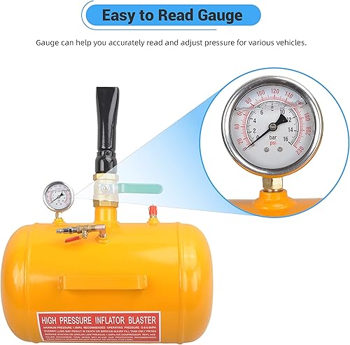 Miniatura 3 de GESEXI - Inflador de neumáticos de 5 galones con calibre de 110 PSI, inflador de neumáticos con calibre - Tanque de inflado de neumáticos para