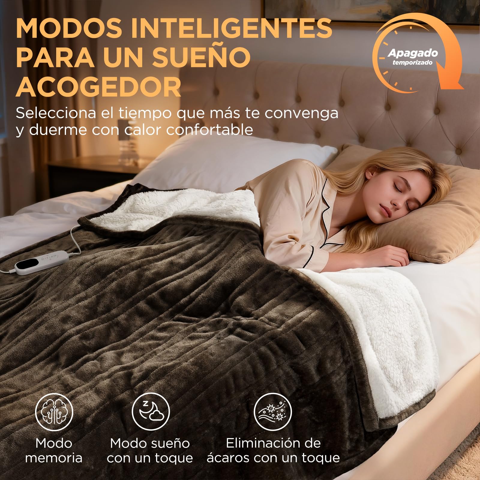 VIWAVE Manta Eléctrica 180x130cm,Esterilla Electrica with 6 Ajustes de Calor & Apagado Automático Programado,Manta Franela y Sherpa,Lavable para Sofá Cama Oficina