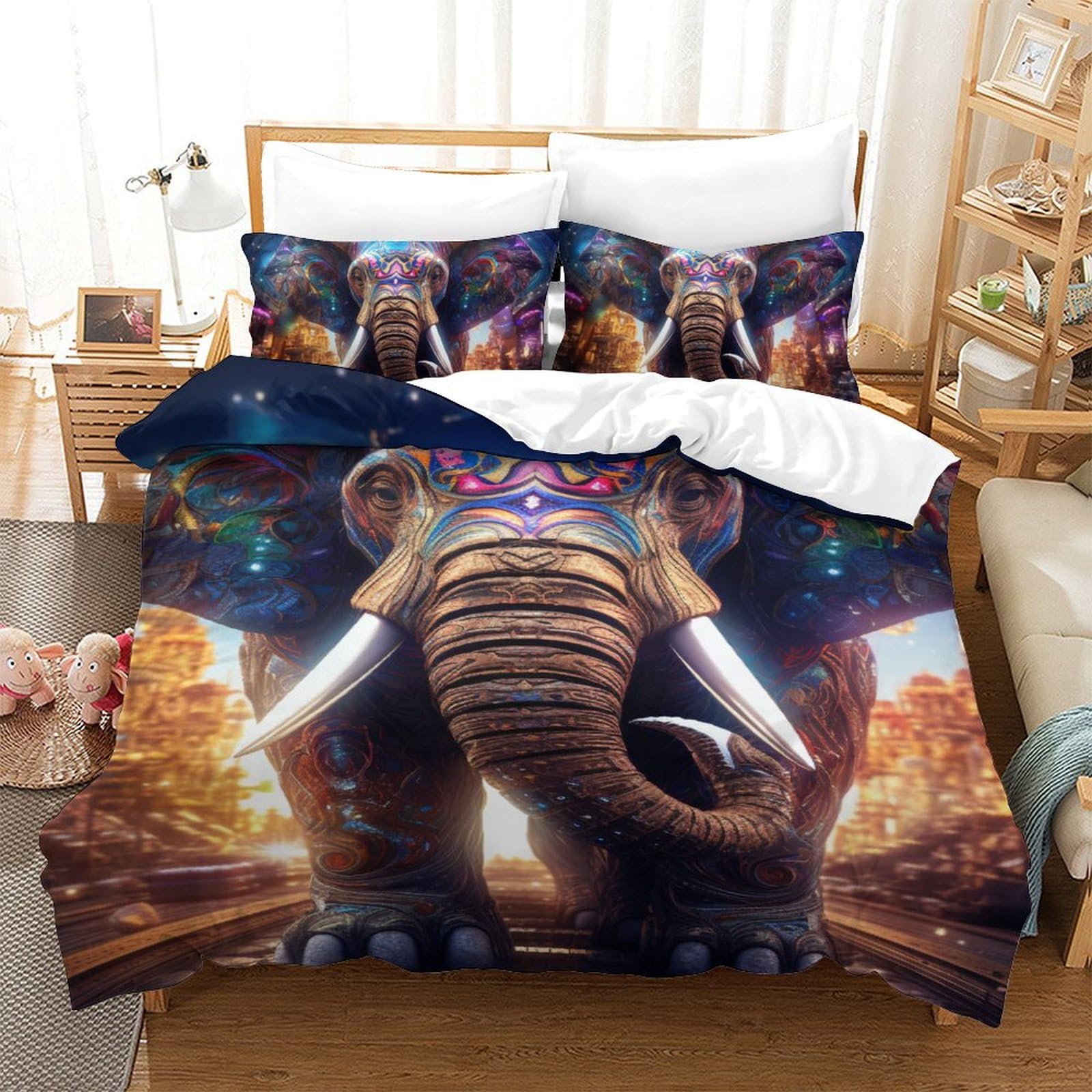 Housse de couette éléphant 3D pour une ambiance évasion et nature dans votre chambre 140x200