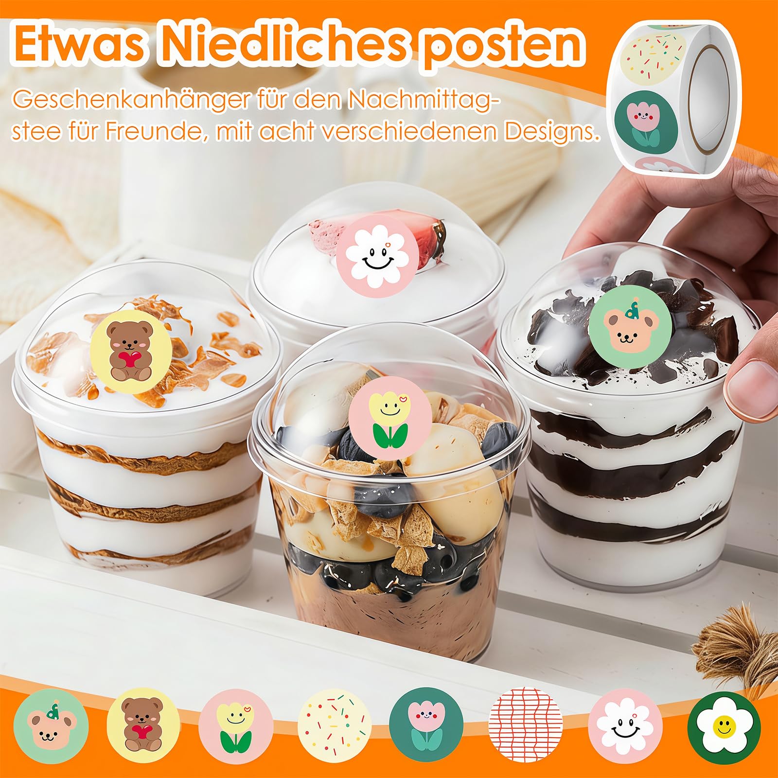 50 tazze da dessert, 200 ml, in plastica con coperchio, riutilizzabili, rotonde da dessert in plastica, per la casa, dessert, mousse budino