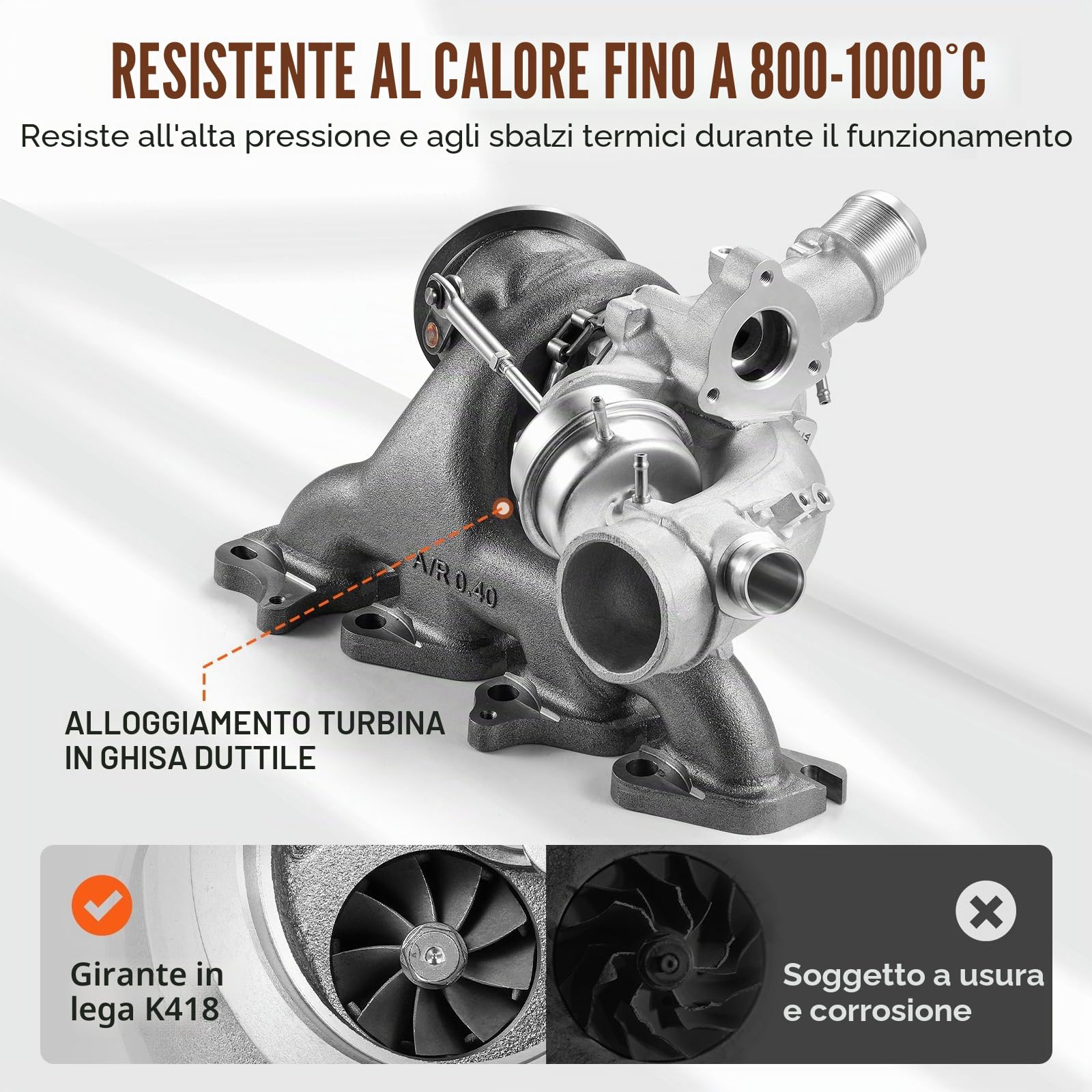 VEVOR Turbocompressore Compatibile con Kit Guarnizioni, Turbocompressore di Ricambio per Motore Auto con Chevy Chevrolet Cruze 2011-2019 1,4 T 781504-5001S 781504-0005 55565353 781504-0001 860156