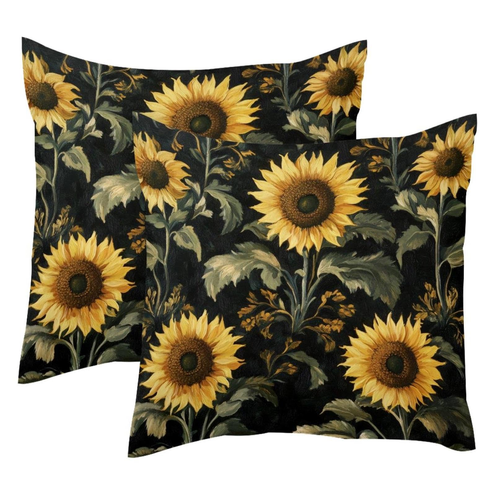 Fundas de cojín modernas 50x50 de girasol negro para salón