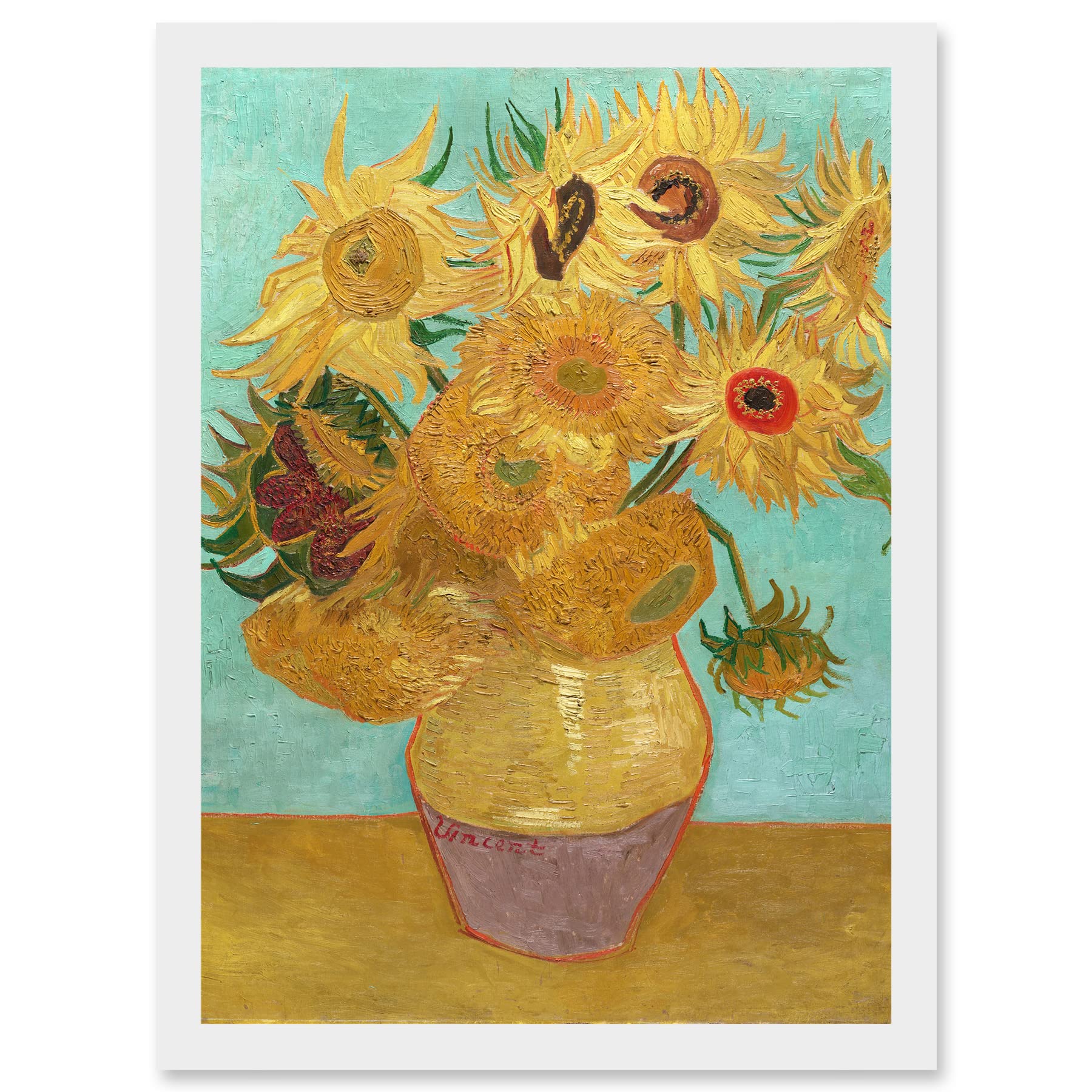 Vincent Willem Van Gogh Dutch Sunflowers Framed Wall Art Print A4 - Artery8