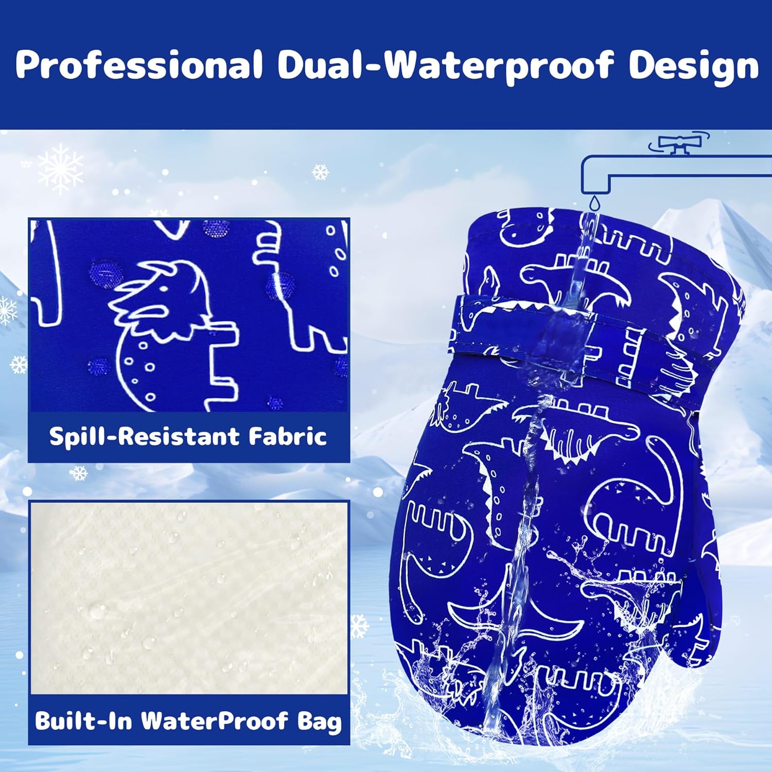 Olreco Baby Toddler Mittens Waterproof Toddler Snow Gloves Infant Baby Mittens Winter Kids Ski Gloves for Boys Girls - Image 4