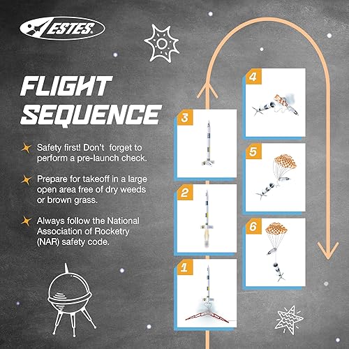 Miniatura 6 de Estes Generic E2X Flying Model Rocket  Construye tu propio kit de cohete principiante  Se eleva hasta 1000 pies  Actividad educativa divertida  Kits
