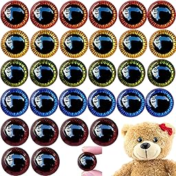 Occhi di Sicurezza per Bambole 30 Pezzi 13mm in Plastica Glitter con Rondelle, Occhi Artigianali Tondi per Uncinetto, Peluche, Pupazzi Fai da Te, con Scatola Portaoggetti