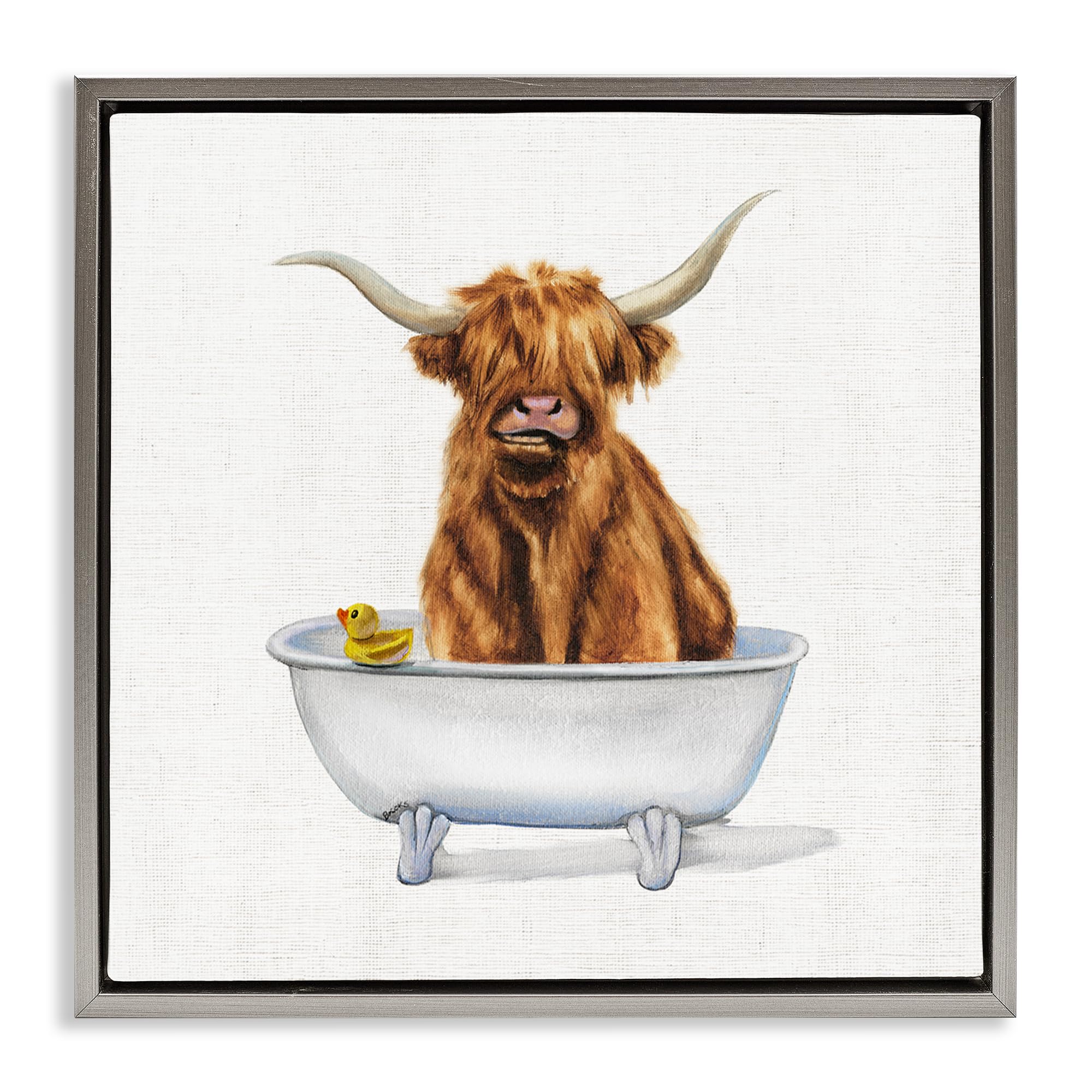 Shaggy Country Cattle in Tub, 24 x 24 Inch Canvas in Floater Frame