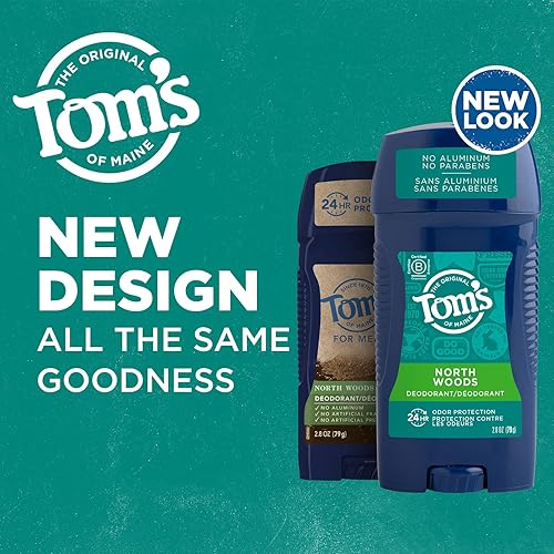 Miniatura 2 de Toms of Maine Desodorante natural de larga duración sin aluminio para hombres North Woods 28 onzas el embalaje puede variar