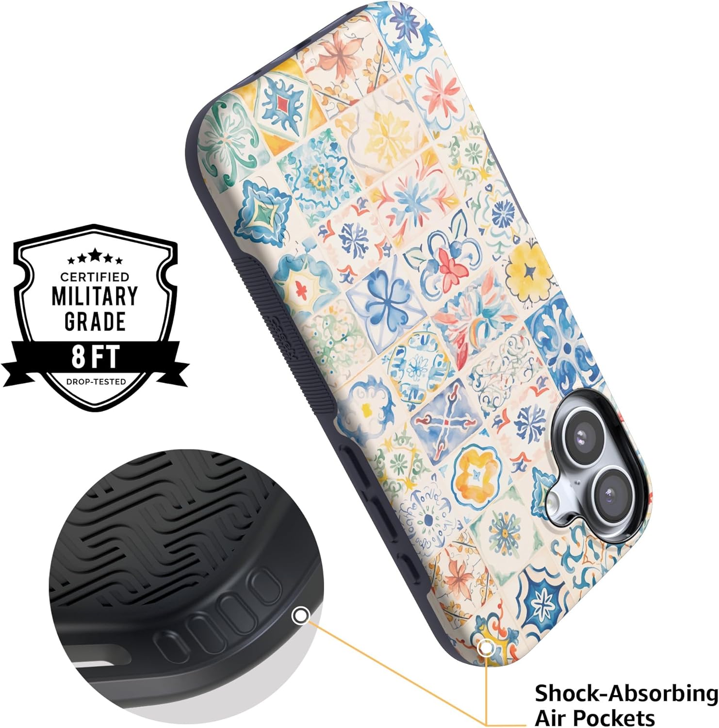 Casely iPhone 17 Case | Tuscan Tiles | Dolce Vita | Bold Protective Design | Compatible with MagSafe