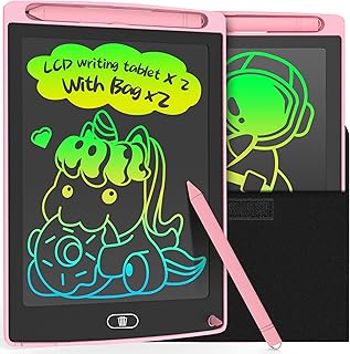 LEYAOYAO 2 Pack LCD Writing Tablet 8.5inch with Bag - Colorful Screen Doodle Pad Drawing Board Learning Educational Toy - Gift for Kids 3-6 Years Old Girl Boy (Pink)