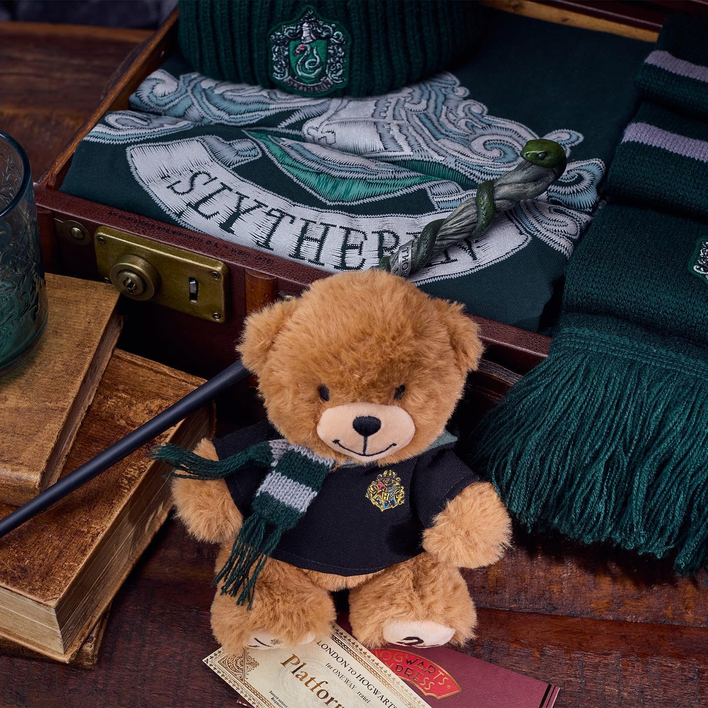 Harry Potter Slytherin Bear Plush, Hogwarts Mini Teddy with Robe & Scarf image 4