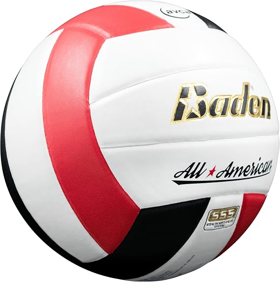 Baden | All American | Premium Composite Leather Feel | Indoor Tournament Volleyball | Built for Club Volleyball 13U to 18U | Official Size + Weight | AVCA Approved