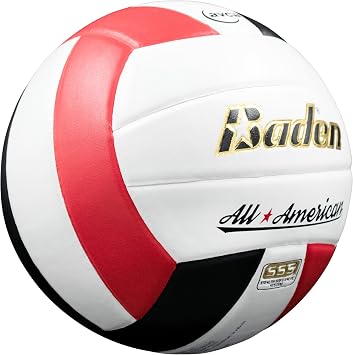 Baden | All American | Premium Composite Leather Feel | Indoor Tournament Volleyball | Built for Club Volleyball 13U to 18U | Official Size + Weight | AVCA Approved