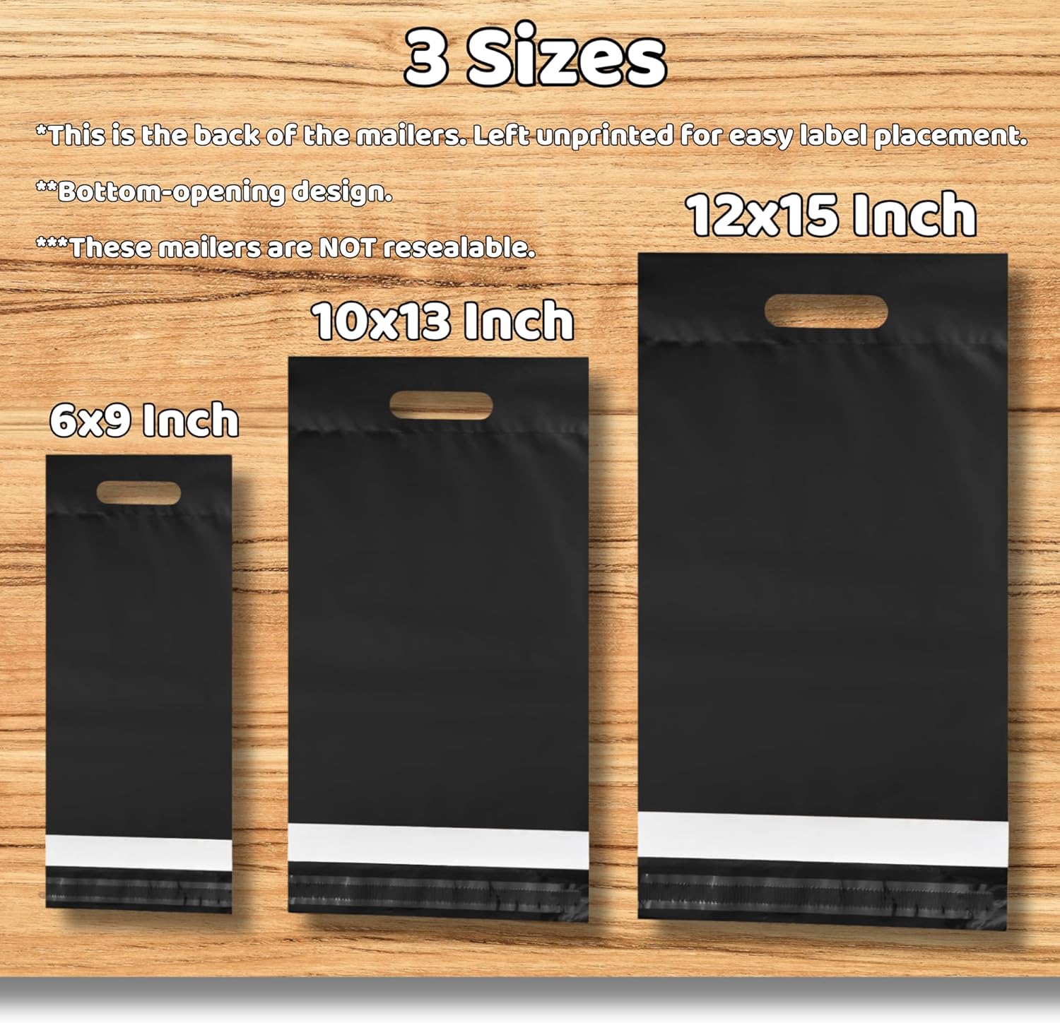 Donyson Poly Mailers with Handle, Black 10x13, 100 Bags