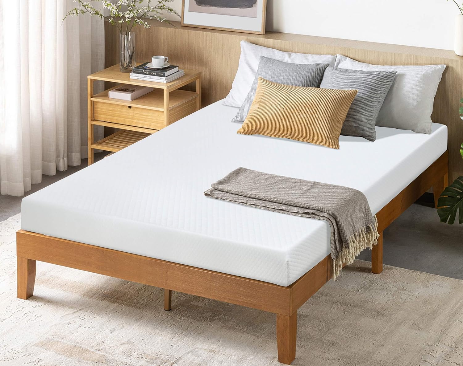 Full Size Bamboo Charcoal Infused Cooling Gel Memory Foam Mattress for a Cool Sleep & Pressure Relief, Medium Firm Comfort & Supportive Mattresses, Bed in a Box, CertiPUR-US Certified