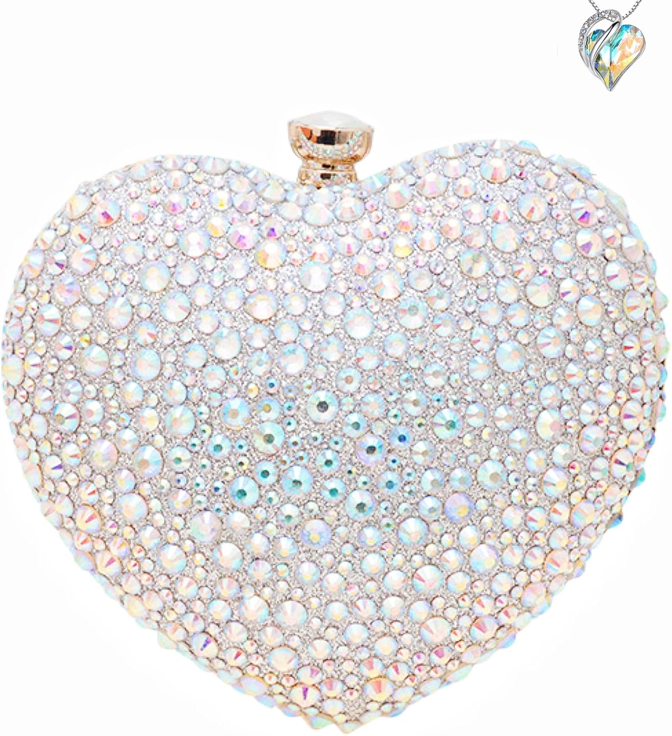 Mini Heart Rhinestone Purse - Wedding Clutch Bag for Dinner Party