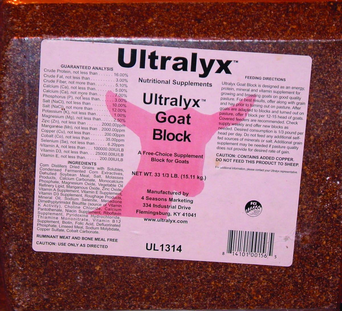 Ultralyx 281582 Ultrapro Goat Protein Block, 33.3 lb