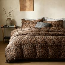 Leopard Comforter Set Queen 3 Pieces Brown Cheetah Bedding Set