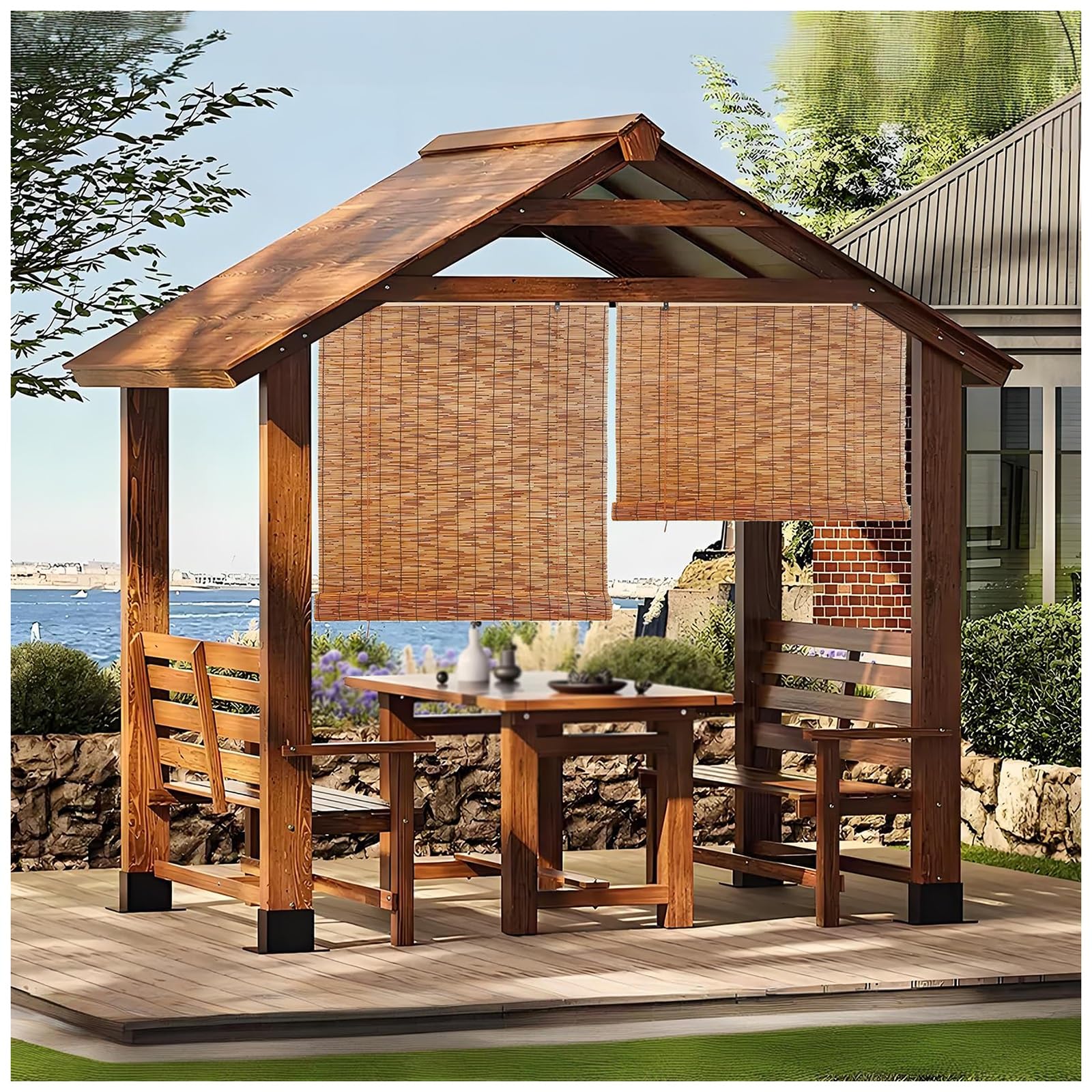 CMJYMX Blackout Bamboo Roller Blinds 20" 24" 27" 31" 35" 39" 43" 47" 51" 55" 59" Wide Light Filtering Outdoor Roll Up Shades With Lift For Porch Patio Privacy Screen(110x180CM/43x71IN(WxH))