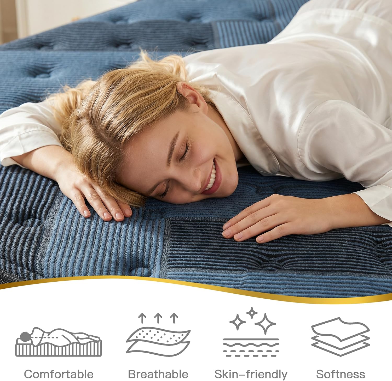 King Mattress, 14 Inch Hybrid King Size with Breezpet Layer, Memory Foam Mattress, Soft Support & Comfort, Cooling & Pressure Relief, CertiPUR-US Suitable for Under 130 lbs