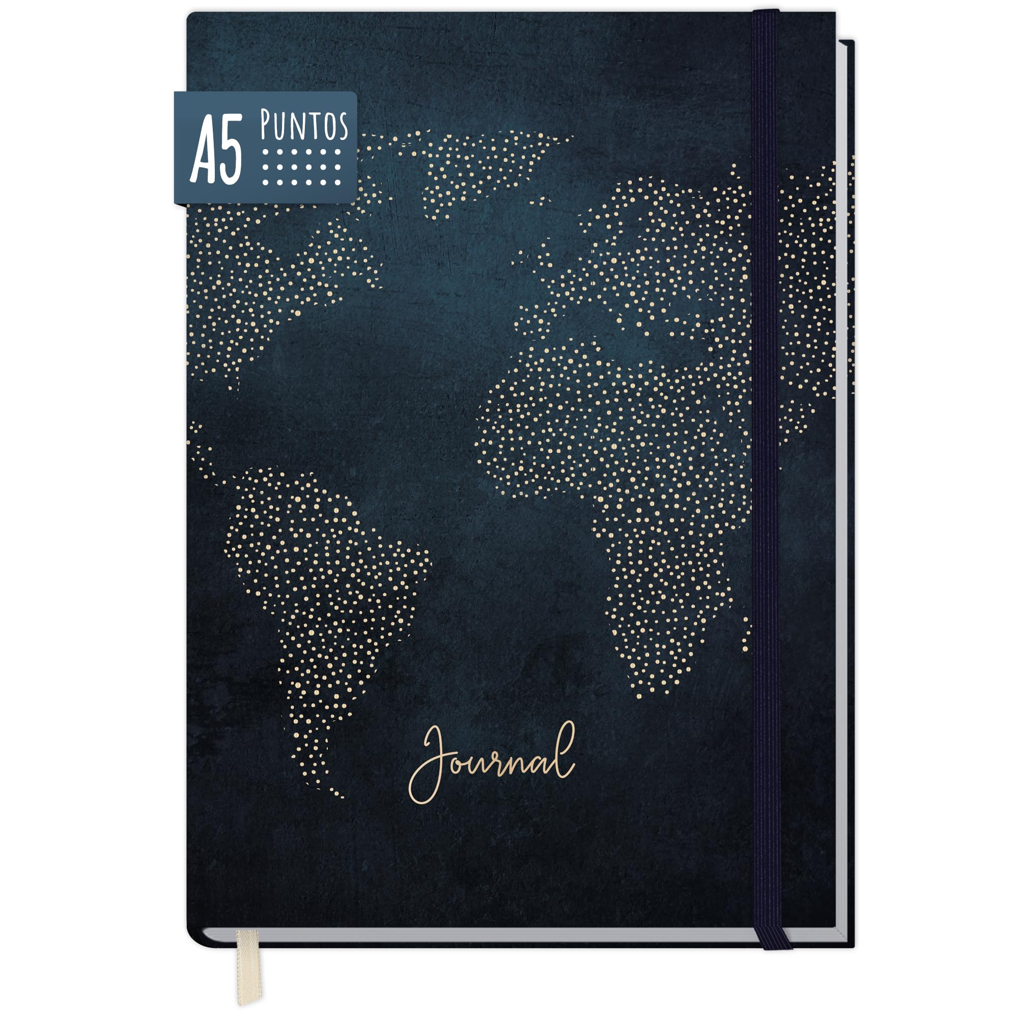 paper&you® Bullet Journal dotted A5 con banda elástica [Travel the World] 156 páginas | Diario de viaje, cuaderno punteado, diario, sostenible y respetuoso con el medio ambiente