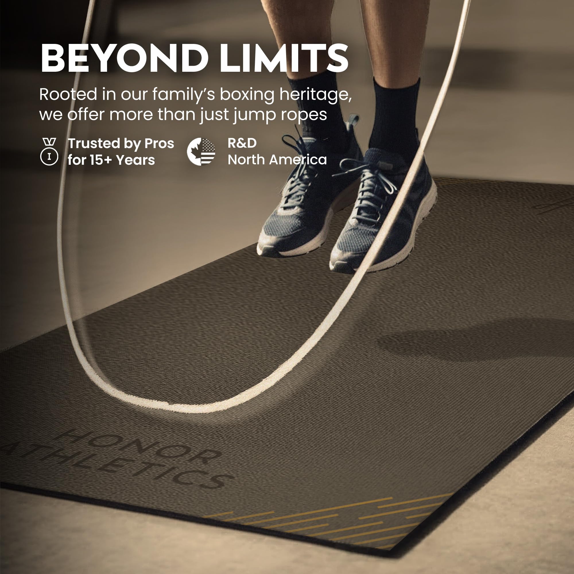 Honor Athletics Tappetino Premium per Corda da Saltare – Gomma Alta Densità 1/4" | Superficie Antiscivolo Interno/Esterno | Tappetino Resistente e Senza Odori