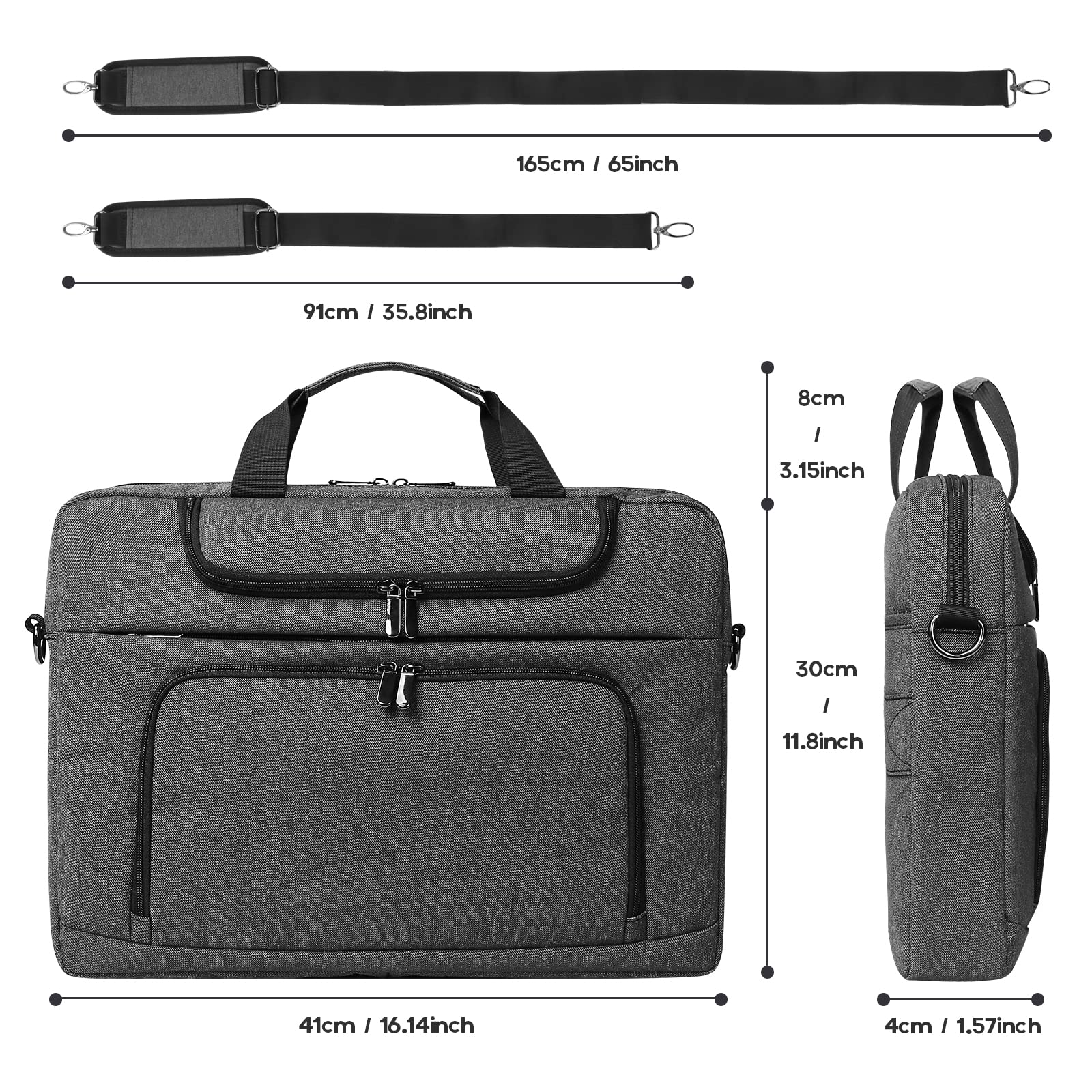 BERTASCHE Borsa per laptop da 17 pollici, 17,3 pollici, 15,6 pollici, borsa a tracolla per università, lavoro, business