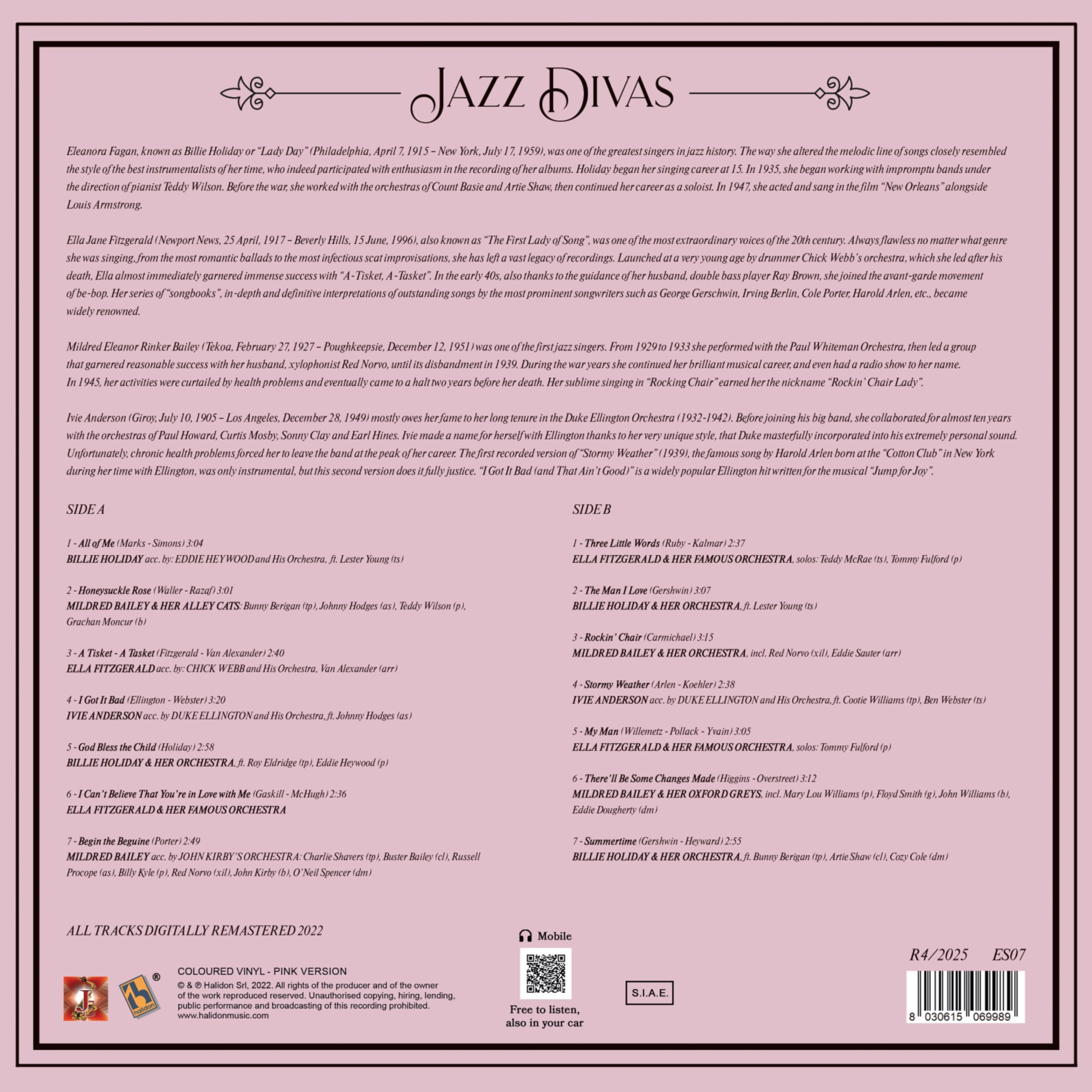 Vinile JAZZ DIVAS – Billie Holiday, Mildred Bailey, Ella Fitzgerald, Ivie Anderson
