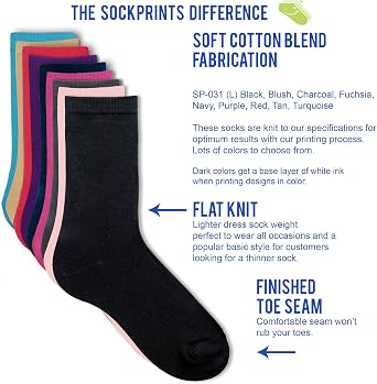 sockprints Custom Dress Socks for Men Add Your Text or Name, Personalized Writing Design, Printed Dress Socks