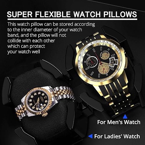 Miniatura 5 de TRIPLE TREE Enrollador de reloj doble para relojes automáticos, caja automática de reloj con acabado de piano de carcasa de madera, con motor