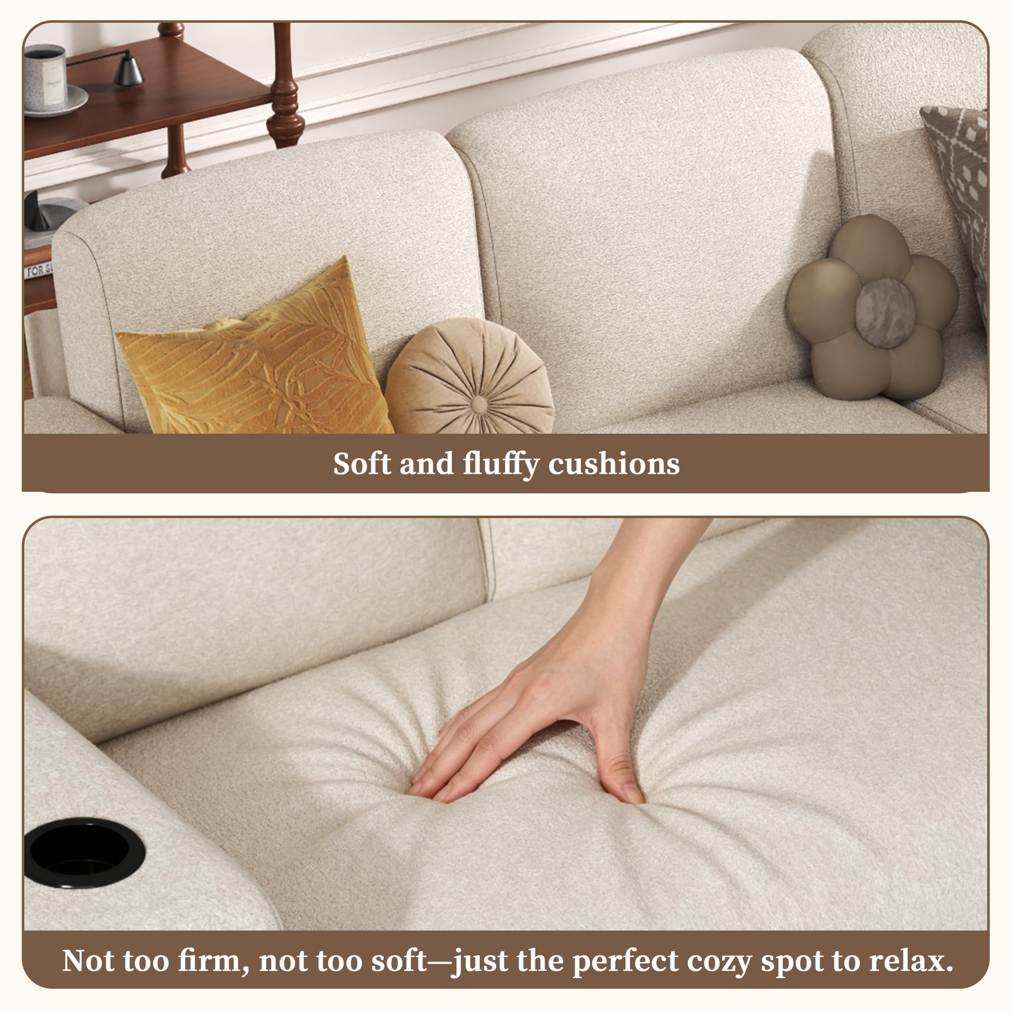 Sofá esquinero modular de 5 plazas en forma de L con función de cama, chaise longue con almacenamiento y puerto de carga USB, cama extraíble, respaldo ajustable, tela de cachemira, beige y