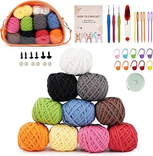 36pcs Crochet Kit for Beginners Adults Complete Starter Set with 10 Colors Yarn Crochet Hooks