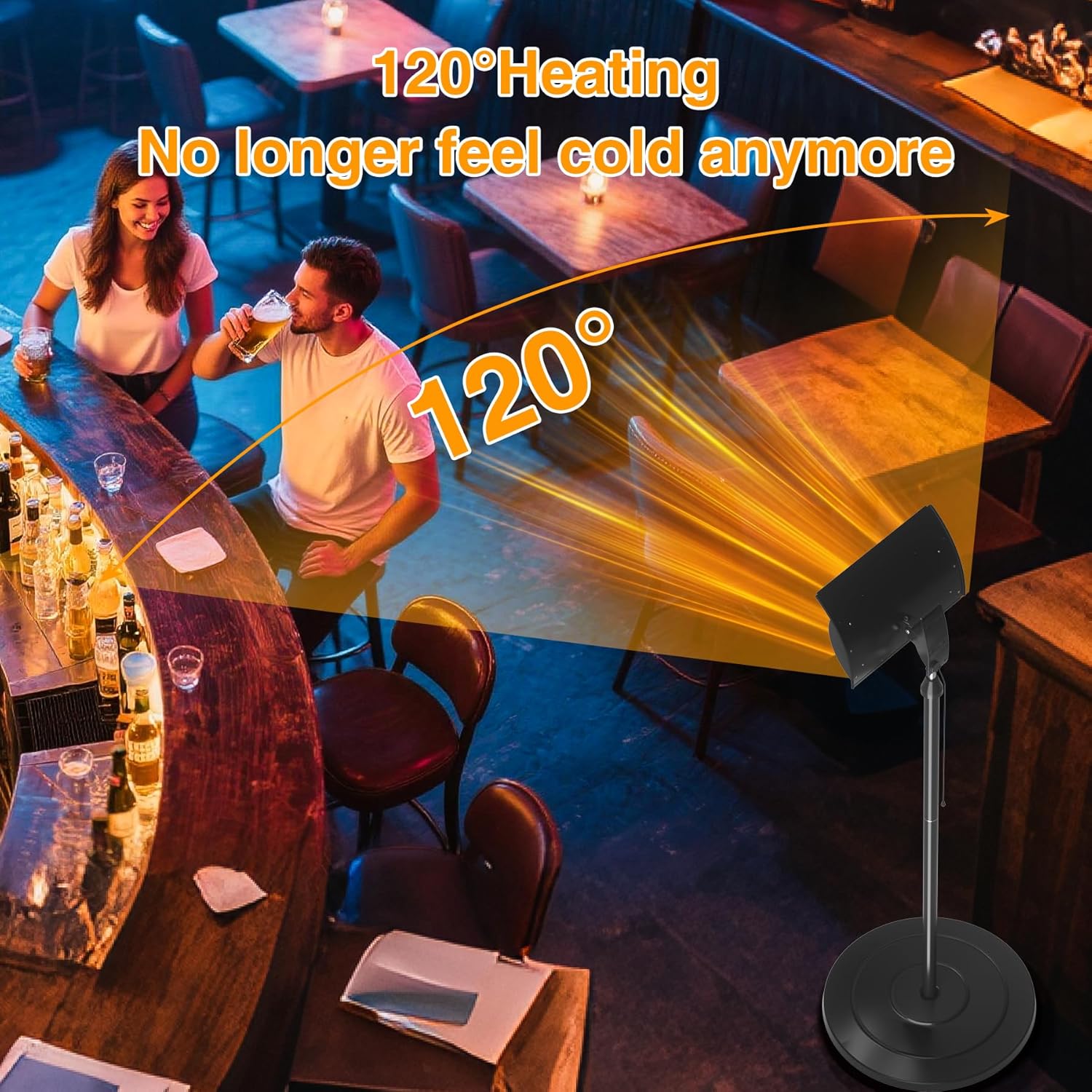 Mobile Heater: 1500W Electric Infrared Floor-Standing Heater, Floor-Mounted, Waterproof Design, Used for Outdoor, Indoor, Patios, Restaurants, with Overheat and Tip-Over Power-Off Protection