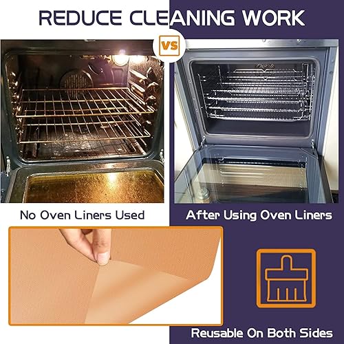 Miniatura 3 de Paquete de 3 forros de horno para la parte inferior del horno, tapete grande reutilizable para la parte inferior del horno de gas eléctrico,