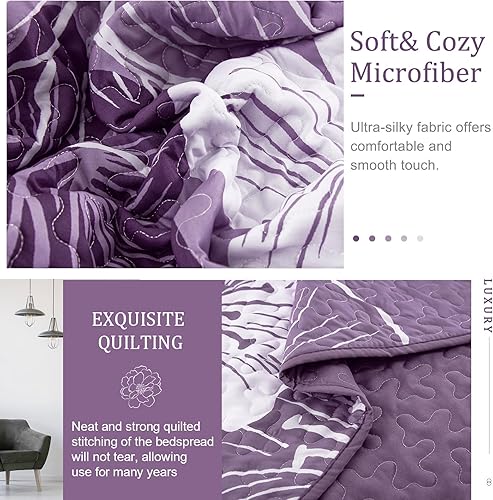 Miniatura 66 de DJY Juego de edredón de 3 piezas, tamaño Queen, con patrón floral amarillo, elegante colcha bohemia con 2 fundas de almohada, juego de ropa de cama