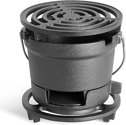 2-in-1 Hibachi Grill Outdoor, Pre-Seasoned Cast Iron, Tabletop MINI Portable