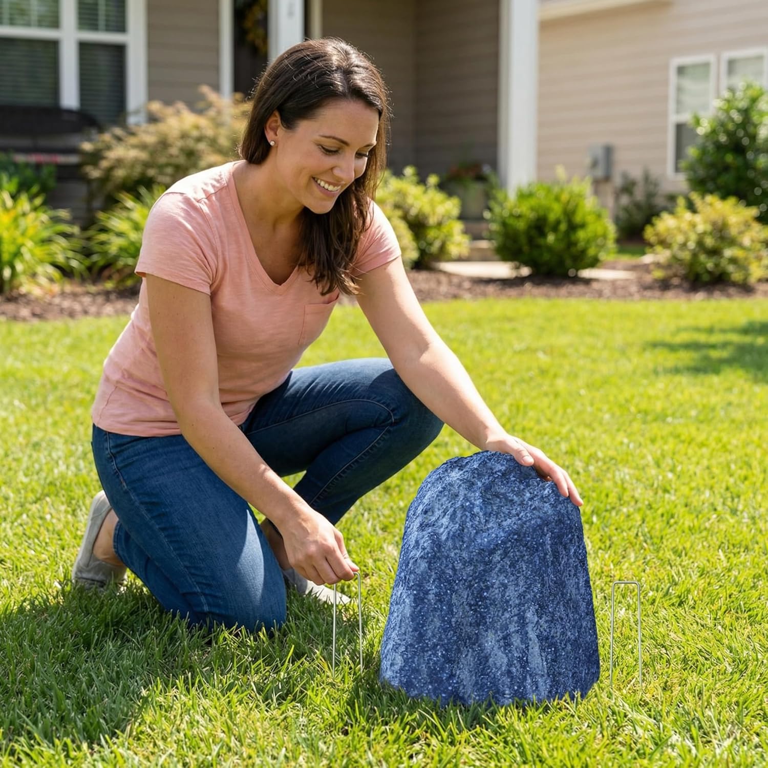 Small Fake Rock for Sprinkler Valves 11.5x9.2x12 Inch – Grey Fake Rock Covers, Mini Landscape Rock for Cable Box Cover & Garden Utility Hider