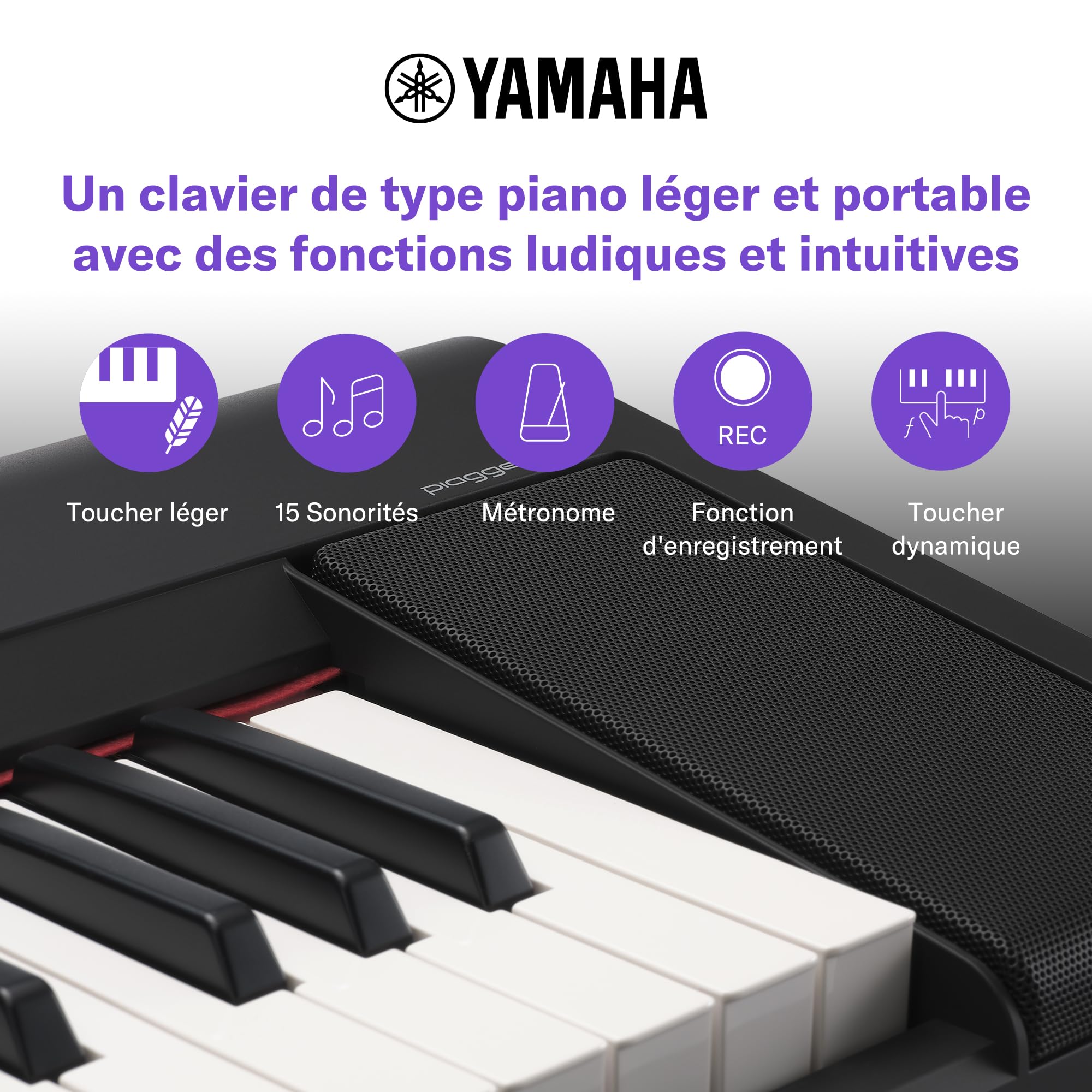 Yamaha Piaggero NP-15 Clavier numérique avec 61 touches et 15 voix instrumentales, léger et portable