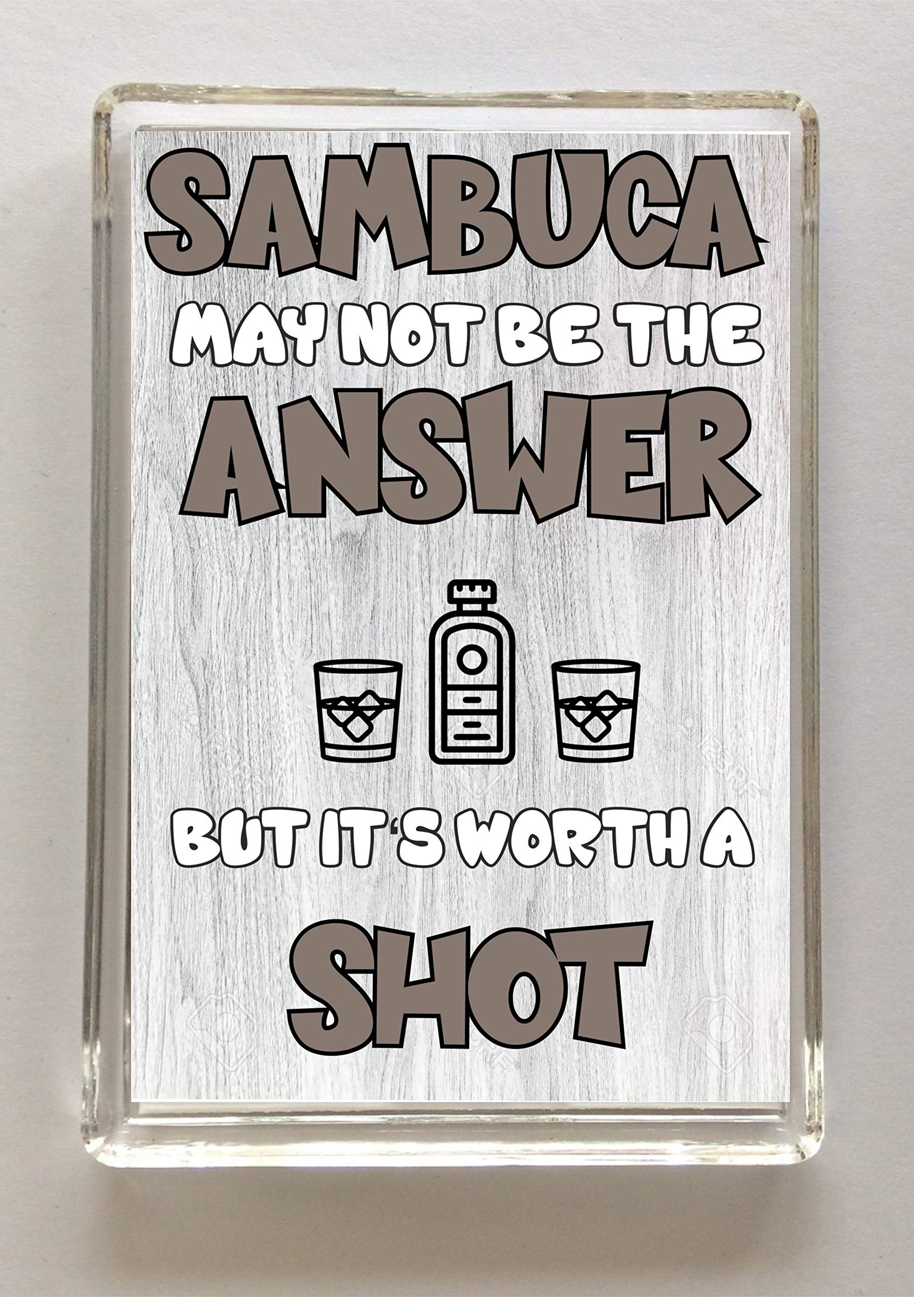 Clares Cosmetics Grey 'Sambuca May Not Be The Answer, But It''S Worth A Shot, Novelty Fridge Magnet, Present For Birthday/Christmas, Funny Alcohol Saying'