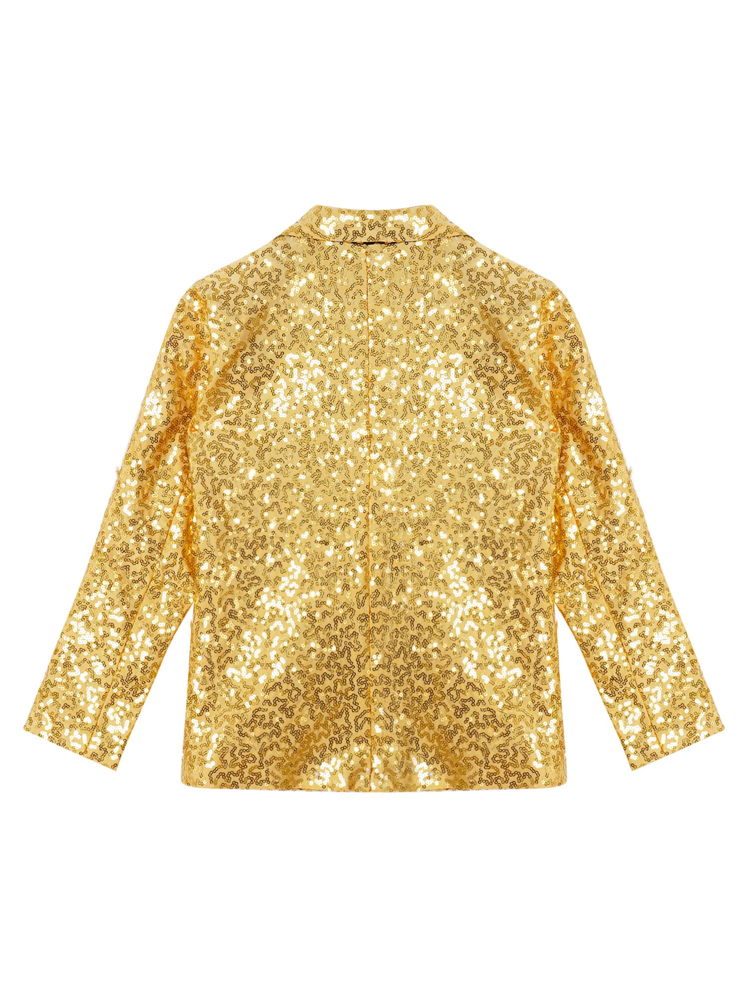TiaoBug Enfant Garçon Paillette Veste de Costume d'honneur Mariage Cérémonie Soirée Manteau Blouse Gentleman Smoking Blazer Brillant Chemise Fête Carnaval 5-16 Ans