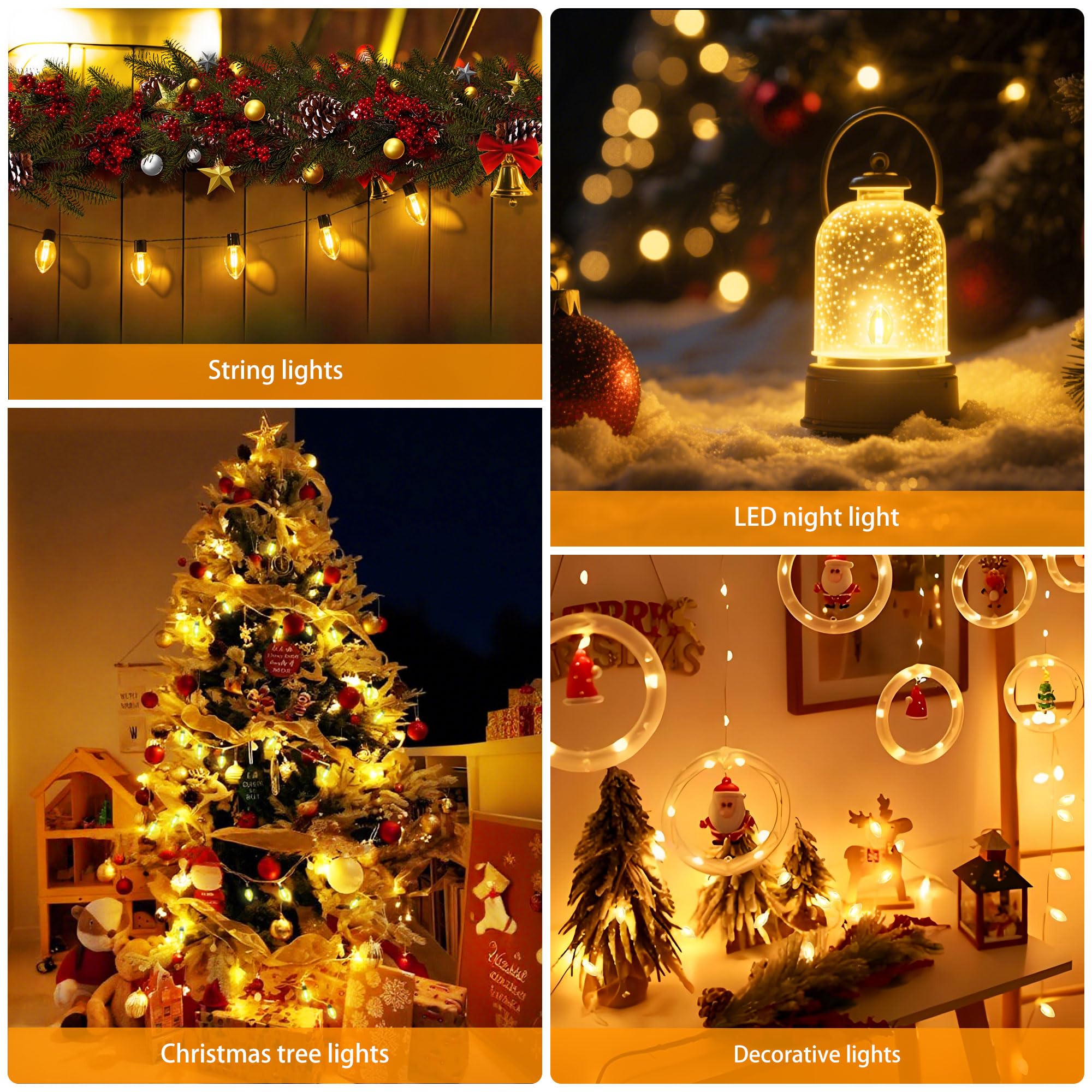 8 Pack C7 LED Night Light Bulbs C7 E12 Candelabra Christmas Replacement Bulbs Salt Lamps Window Candles Chandeliers — view 4